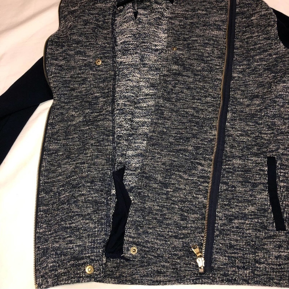 Tommy Hilfiger Athluxe Mixed Fabric Blue Tweed Gold Jacket Extra Small - Picture 12 of 13